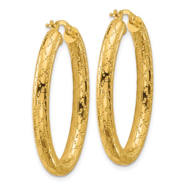 Leslie's 14K Polished Patterned Oval Hoop Earrings - Image 4