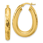 Leslie's 14K Polished and Diamond-cut Oval Hoop Earrings