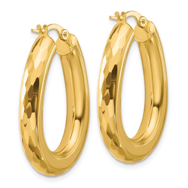Leslie's 14K Polished and Diamond-cut Oval Hoop Earrings - Image 4