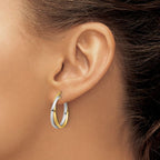 Leslie's 14K with Rhodium Polished Twist Round Hoop Earrings - Image 3
