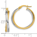 Leslie's 14K with Rhodium Polished Twist Round Hoop Earrings - Image 5