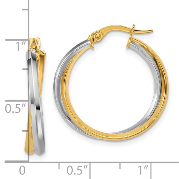 Leslie's 14K with Rhodium Polished Twist Round Hoop Earrings - Image 5