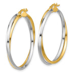 Leslie's 14K with Rhodium Polished Twist Round Hoop Earrings - Image 2