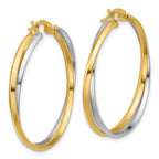 Leslie's 14K with Rhodium Polished Twist Round Hoop Earrings - Image 4