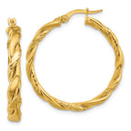 Leslie's 14K Polished and Twisted Round Hoop Earrings