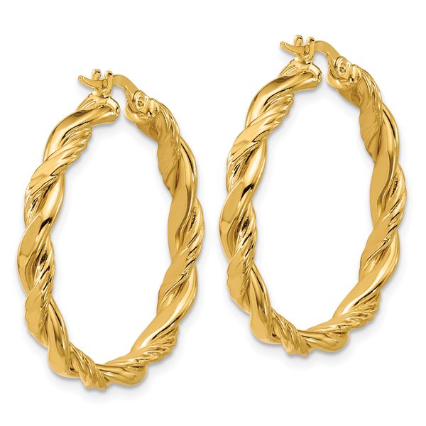 Leslie's 14K Polished and Twisted Round Hoop Earrings - Image 4