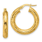 Leslie's 14K Polished Patterned Round Hoop Earrings