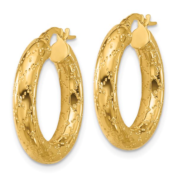 Leslie's 14K Polished Patterned Round Hoop Earrings - Image 2