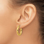 Leslie's 14K Polished Patterned Round Hoop Earrings - Image 3