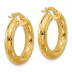 Leslie's 14K Polished Patterned Round Hoop Earrings - Image 4