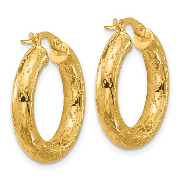 Leslie's 14K Polished Patterned Round Hoop Earrings - Image 4