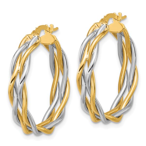 Leslie's 14K with Rhodium Polished Twisted Round Hoop Earrings - Image 2