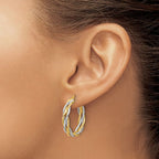 Leslie's 14K with Rhodium Polished Twisted Round Hoop Earrings - Image 3