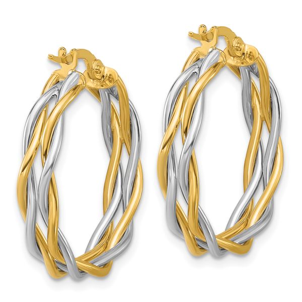 Leslie's 14K with Rhodium Polished Twisted Round Hoop Earrings - Image 4