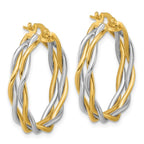 Leslie's 14K with Rhodium Polished Twisted Round Hoop Earrings - Image 4