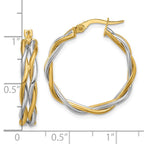 Leslie's 14K with Rhodium Polished Twisted Round Hoop Earrings - Image 5