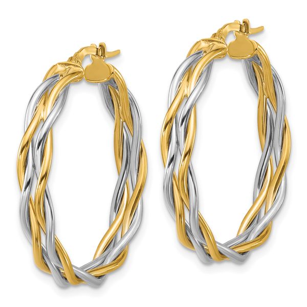 Leslie's 14K with Rhodium Polished Twisted Round Hoop Earrings - Image 2
