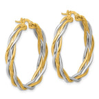 Leslie's 14K with Rhodium Polished Twisted Round Hoop Earrings - Image 4