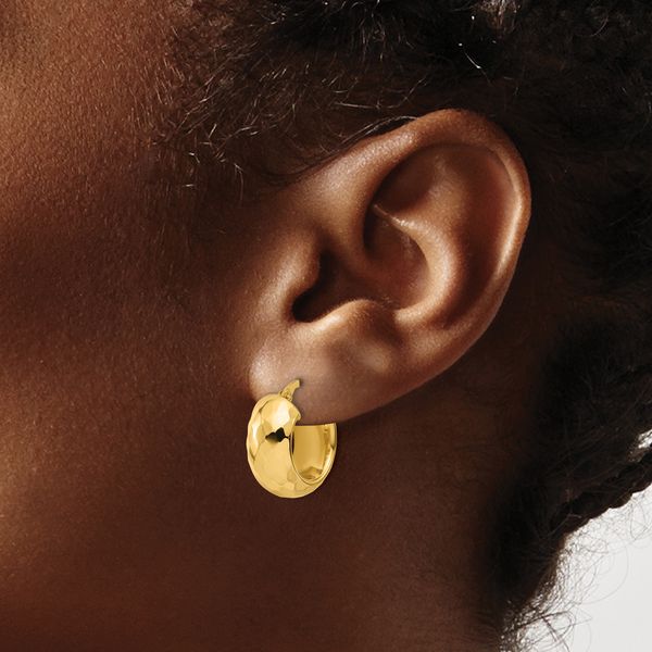 Leslie's 14K Polished and Diamond-cut Hoop Earrings - Image 3