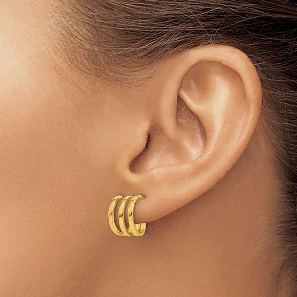 Leslie's 14K Polished 3-row Post J-hoop Earrings - Image 3