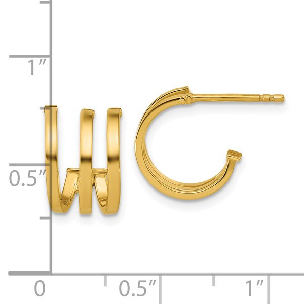 Leslie's 14K Polished 3-row Post J-hoop Earrings - Image 5