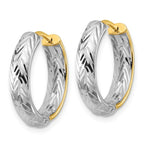 Leslie's 14K w/Rhodium Polished/Dia-cut Hinged Hoop Earrings - Image 2