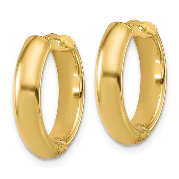Leslie's 14K w/Rhodium Polished/Dia-cut Hinged Hoop Earrings - Image 4