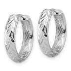 Leslie's' 14K w/White RH-plat Polish/Dia-cut Hinged Hoop Earrings - Image 2