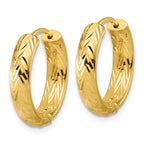 Leslie's' 14K Polished and Dia-cut Hinged Hoop Earrings - Image 2