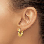 Leslie's' 14K Polished and Dia-cut Hinged Hoop Earrings - Image 3