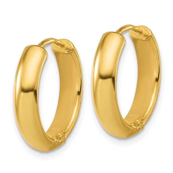 Leslie's' 14K Polished and Dia-cut Hinged Hoop Earrings - Image 4