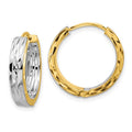 Leslie's 14K w/RH Polish/Dia-cut Square Tube Hinged Hoop Earrings