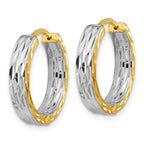 Leslie's 14K w/RH Polish/Dia-cut Square Tube Hinged Hoop Earrings - Image 2
