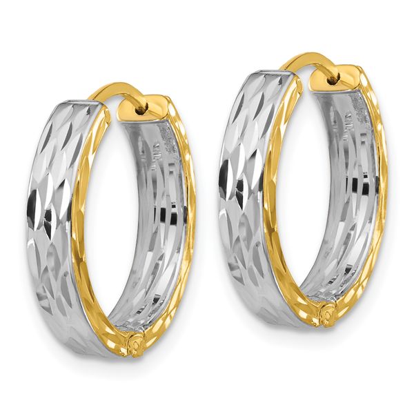 Leslie's 14K w/RH Polish/Dia-cut Square Tube Hinged Hoop Earrings - Image 2