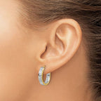 Leslie's 14K w/RH Polish/Dia-cut Square Tube Hinged Hoop Earrings - Image 3