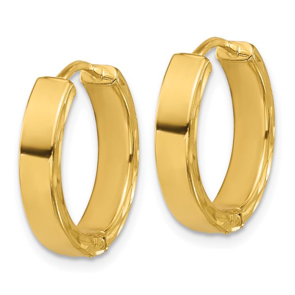 Leslie's 14K w/RH Polish/Dia-cut Square Tube Hinged Hoop Earrings - Image 4