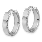 Leslie's' 14K w/Wht RH-plat Polished/Dia-cut Hinged Hoop Earrings - Image 4