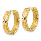 Leslie's' 14K Polished and Dia-cut Square Tube Hinged Hoop Earrings - Image 2