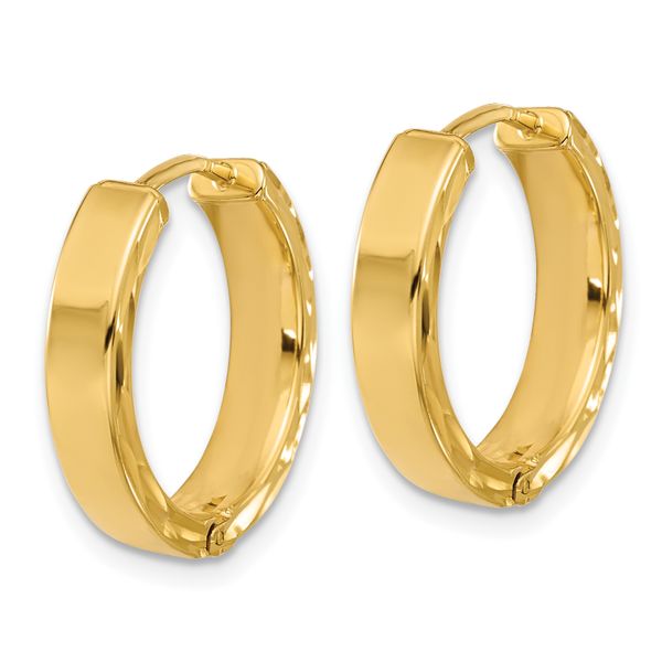 Leslie's' 14K Polished and Dia-cut Square Tube Hinged Hoop Earrings - Image 4