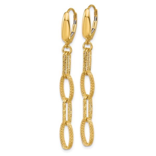 Leslie's 14K Polish/Texture/Dia-cut Fancy Oval Link Dangle Earrings - Image 2