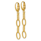 Leslie's 14K Polish/Texture/Dia-cut Fancy Oval Link Dangle Earrings - Image 4