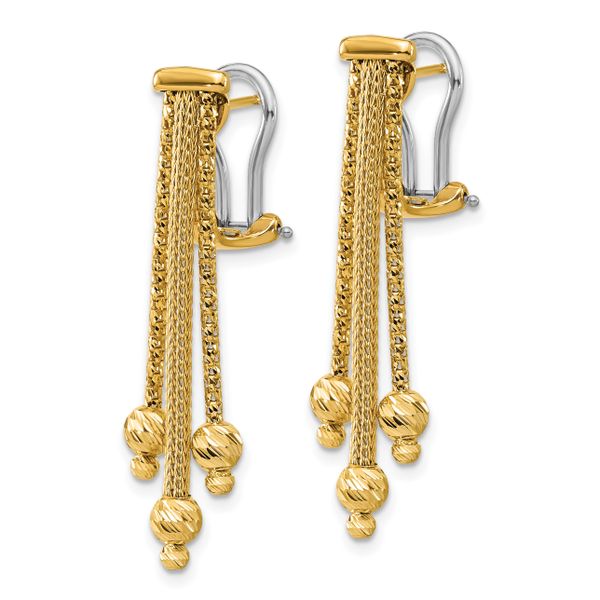 Leslie's 14K Polish/Texture/Dia-cut Fancy Dangle Omega Earrings - Image 2