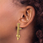 Leslie's 14K Polish/Texture/Dia-cut Fancy Dangle Omega Earrings - Image 3