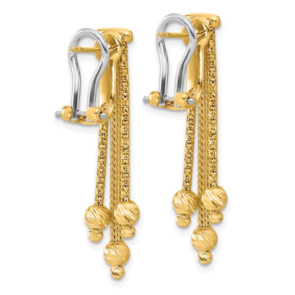 Leslie's 14K Polish/Texture/Dia-cut Fancy Dangle Omega Earrings - Image 4