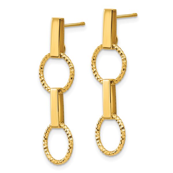 Leslie's 14K Polished and Diamond-cut Circle Dangle Post Earrings - Image 2