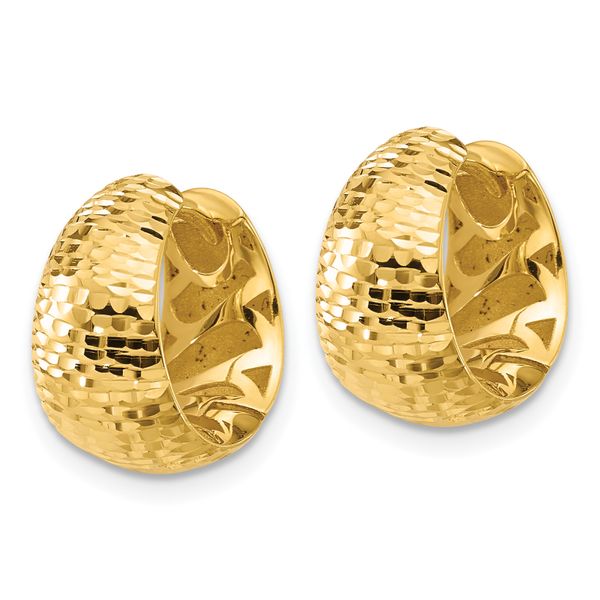 Leslie's 14K Polished and Diamond-cut Huggie Hoop Earrings - Image 2