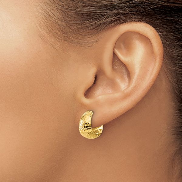 Leslie's 14K Polished and Diamond-cut Huggie Hoop Earrings - Image 3