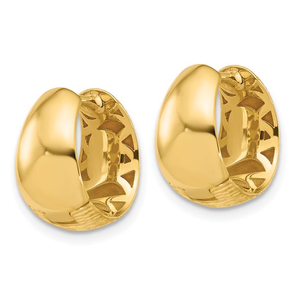 Leslie's 14K Polished and Diamond-cut Huggie Hoop Earrings - Image 4