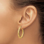 Leslie's 14K Polished and Textured Twisted Round Hoop Earrings - Image 3