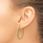 Leslie's 14K Polished and Textured Twisted Round Hoop Earrings - Image 3
